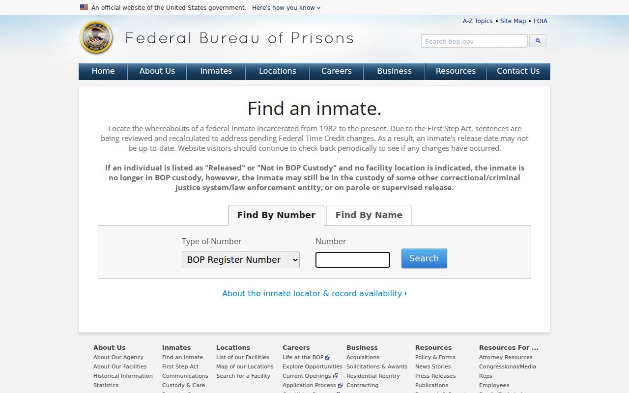 Federal inmate locator for arrest custody beyond York County