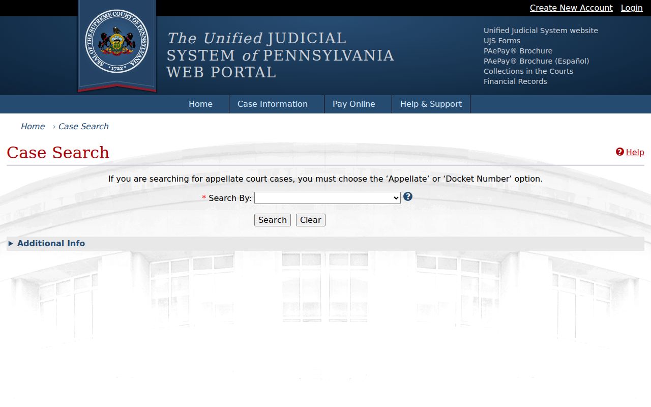 York County criminal court case search on UJS Web Docket Sheets