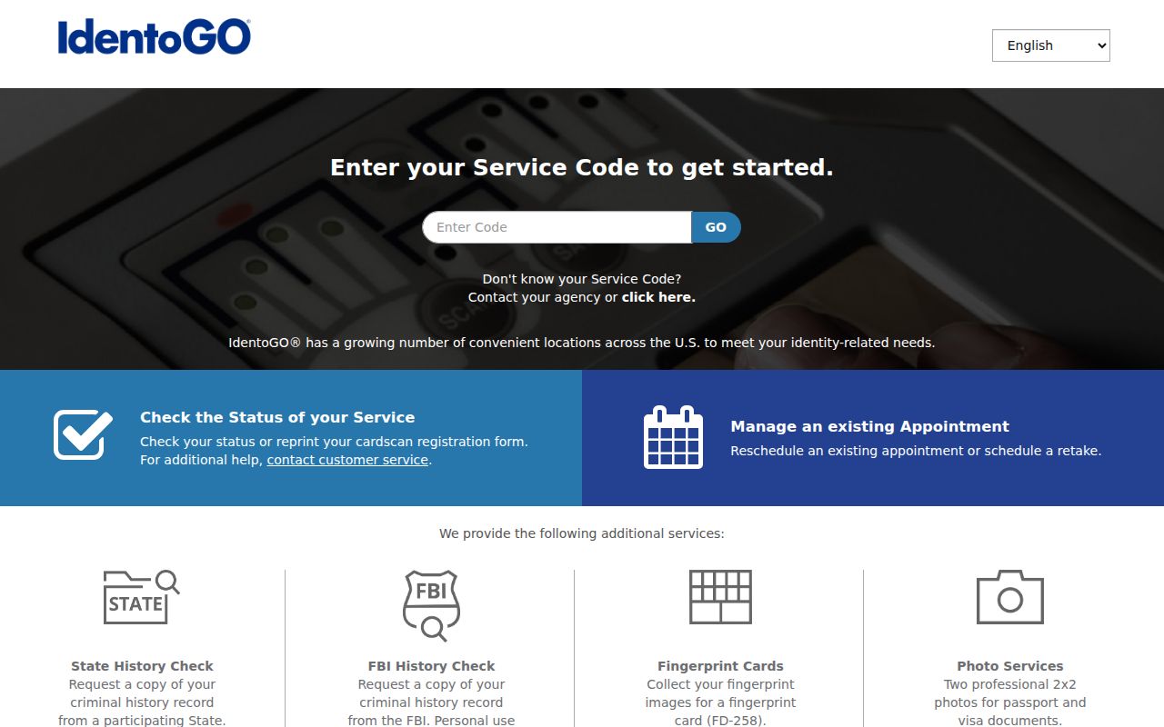 York County criminal history fingerprint enrollment through IdentoGO